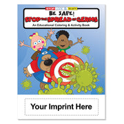 Custom germ prevention coloring book imprint area for school or organization information