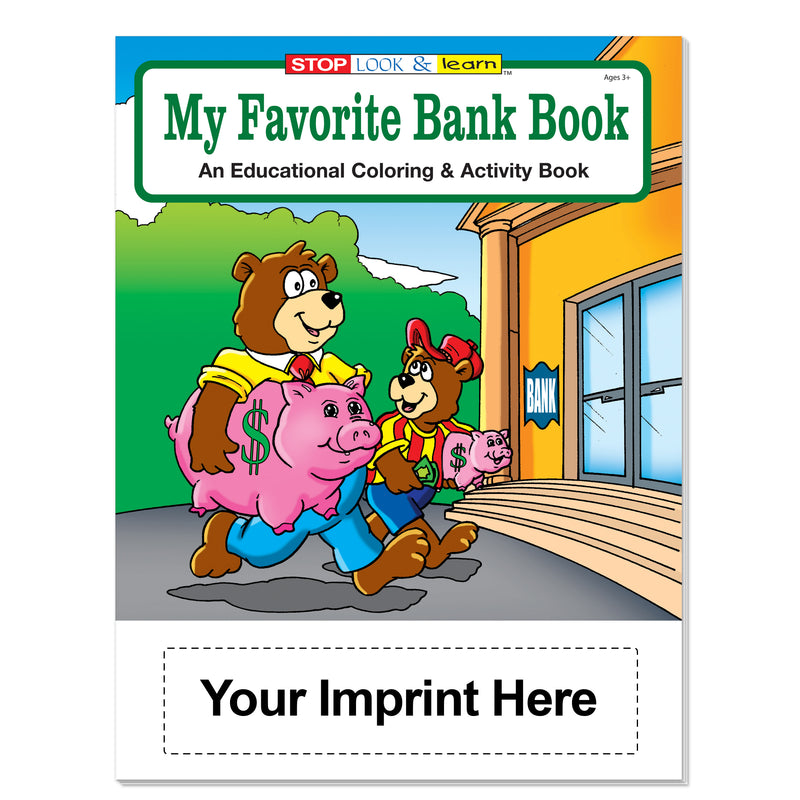 Custom bank coloring books for kids with imprint on 250+ books