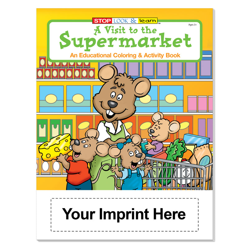Custom grocery shopping and nutrition coloring books for kids