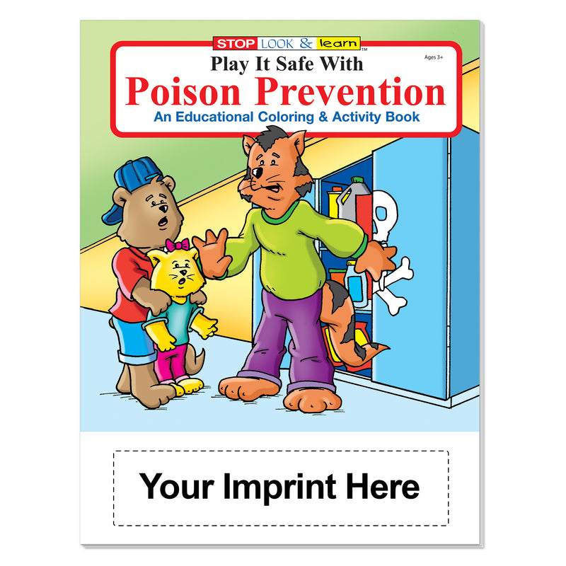 Custom poison prevention coloring books for kids with imprint