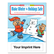 Make Winter and Holidays Safe coloring books with custom imprint option