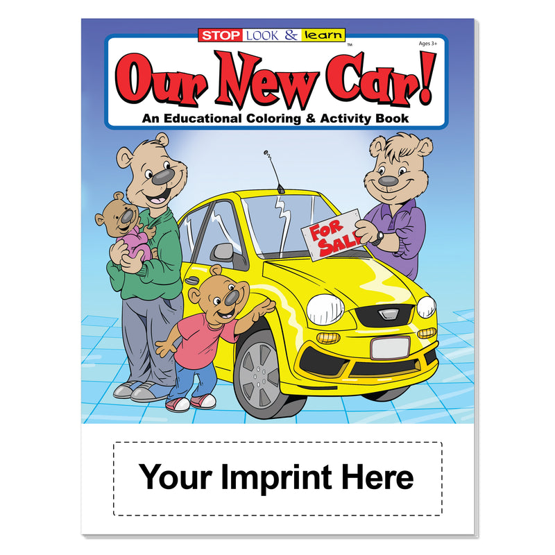Custom car dealership coloring books for auto dealers and customer events