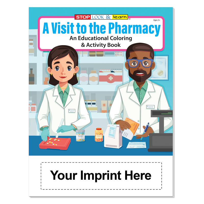 Kids pharmacy coloring books with optional crayons
