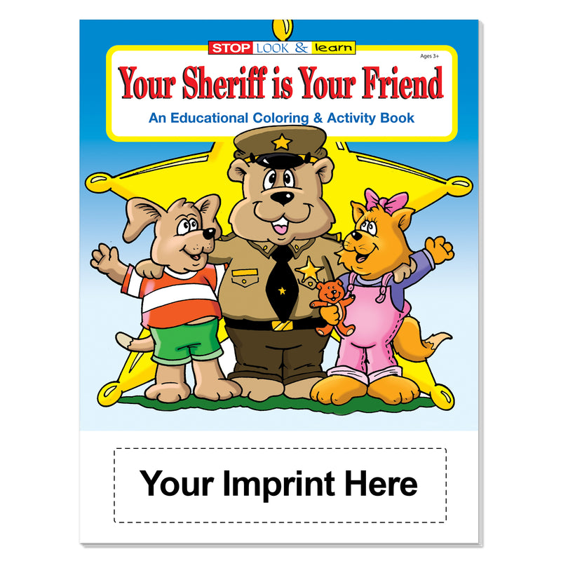Custom imprint example for Your Sheriff Is Your Friend coloring books