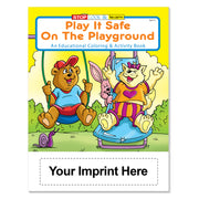 Custom playground safety coloring book for kids with logo or text imprint