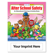 Custom After School Safety coloring book with logo or text imprint