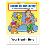 Custom seat belt safety coloring books for kids with imprint