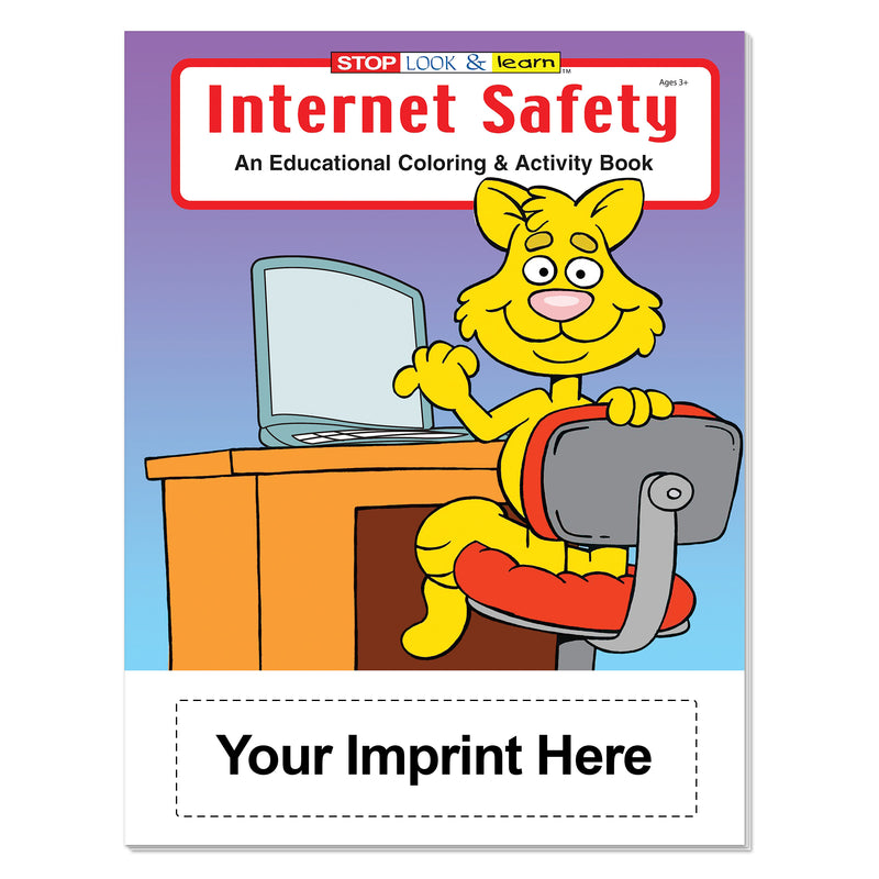 Internet safety coloring page teaching kids not to share personal information online