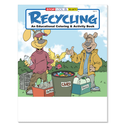 Recycling coloring book for kids about reducing reusing and recycling