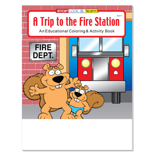 A Trip to the Fire Station coloring book for kids about firefighters and fire safety