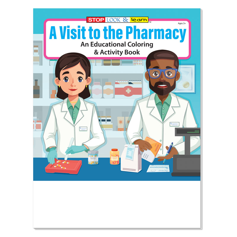 A Visit to the Pharmacy coloring and activity book for kids