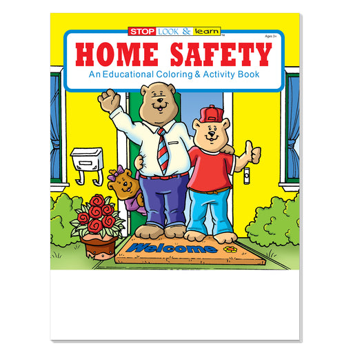 Home Safety coloring book for kids with bear family on the front cover