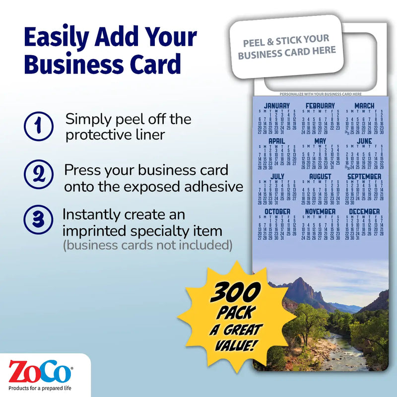 2026 Mountains Calendar Magnet - 300 Count - Your Business Card Sticks on Top