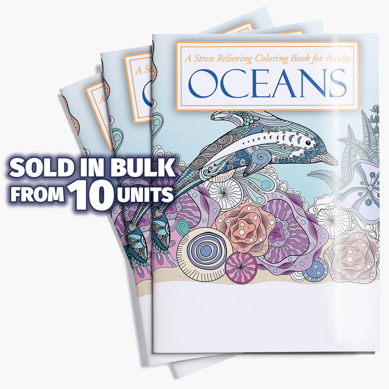OCEANS - Adult Stress Relieving Coloring Books - 8" x 10.5"