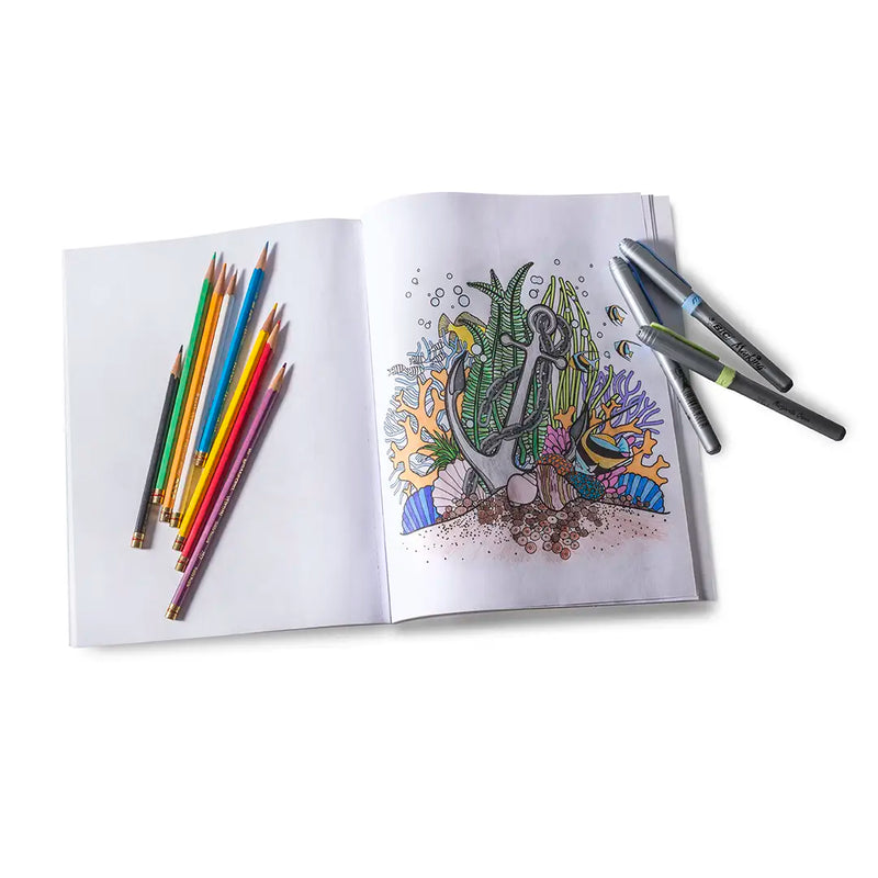 OCEANS - Adult Stress Relieving Coloring Books - 8" x 10.5"