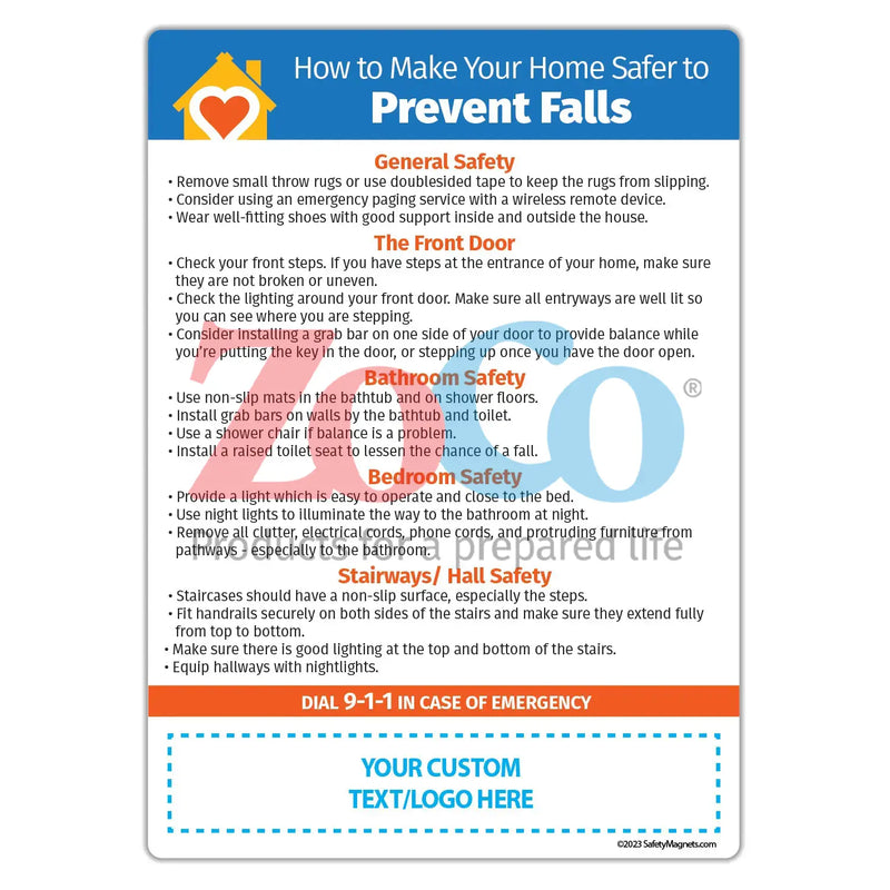 Prevent Falls in the Home - Magnets  - 5"x7" - (Min.Qty 100)