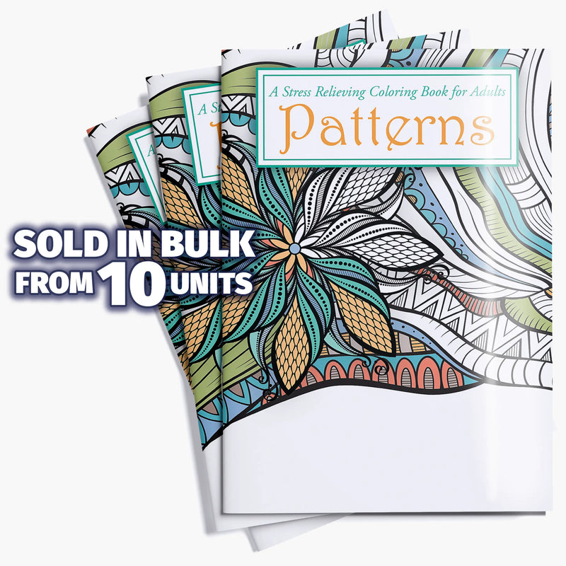 PATTERNS - Adult Stress Relieving Coloring Books - 8" x 10.5"