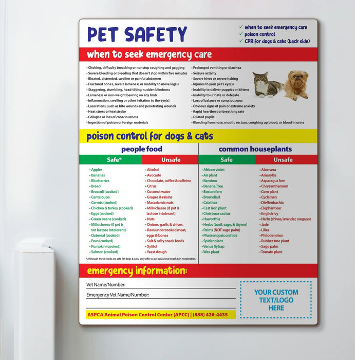 Pet Safety & CPR - Quick Reference Card - (Min Qty: 100)