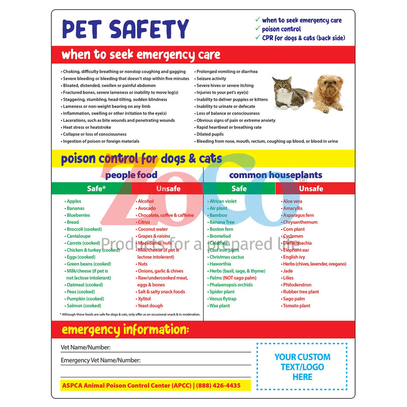 Pet Safety & CPR - Quick Reference Cards - 8.5" x 11" - (Min.Qty 100)