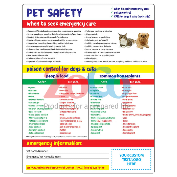 Pet Safety & CPR - Quick Reference Card - (Min Qty: 100)