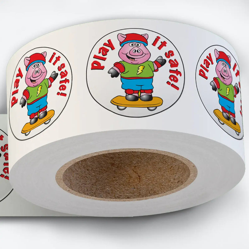 Children's Safety 'Play It Safe' Educational Message - Kids Stickers - 2" Round