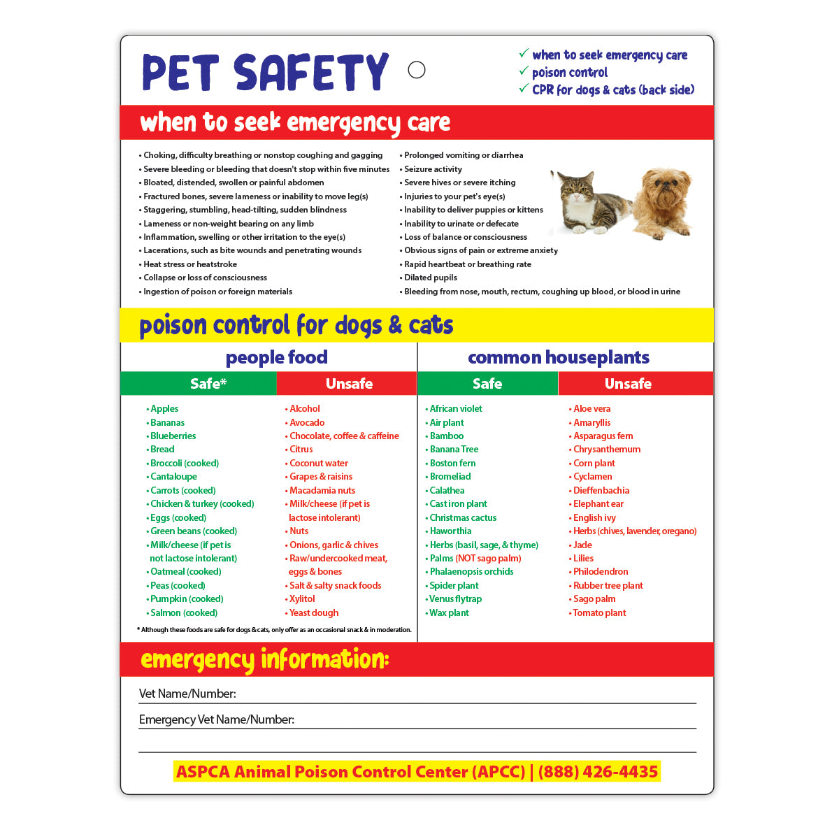 Pet Emergency & CPR - Quick Reference Card Safety Magnet — ZoCo