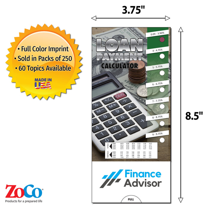Loan Payment Calculator Slide Charts Add Your Imprint on 250+ — ZoCo