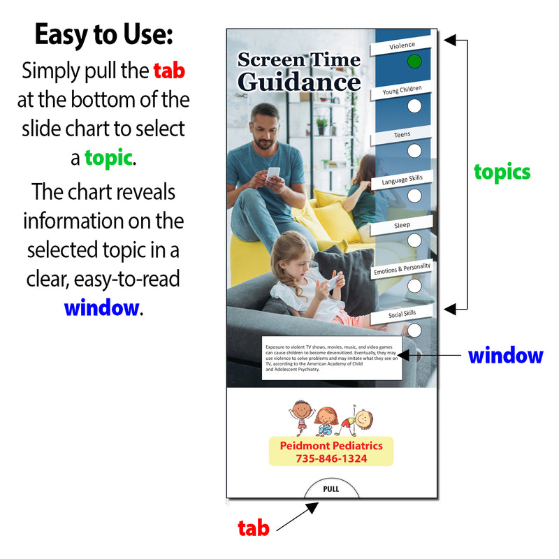 Screen Time Guidance Custom Slide Charts - 3.75 x 8.5 - Min Qty 250
