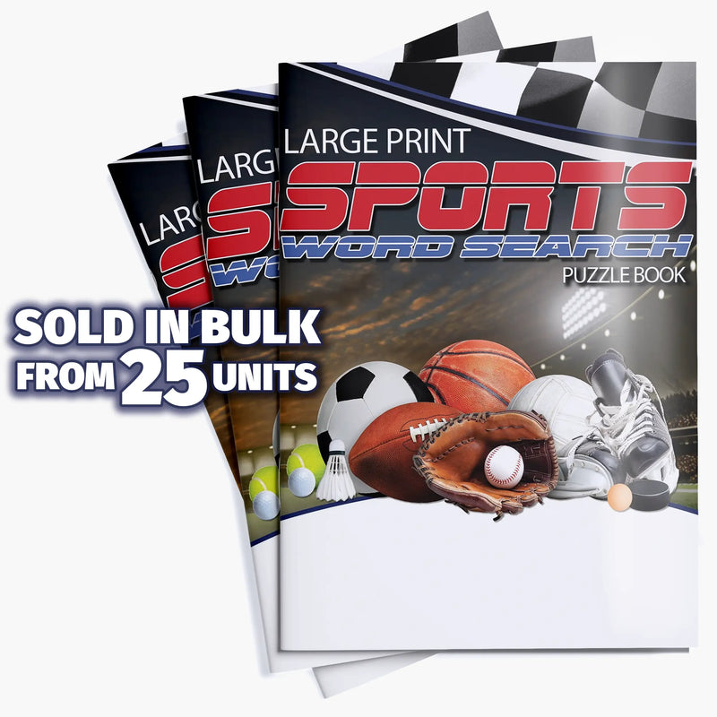 Large Print SPORTS Word Search Puzzle Books - 8" x 10.5"