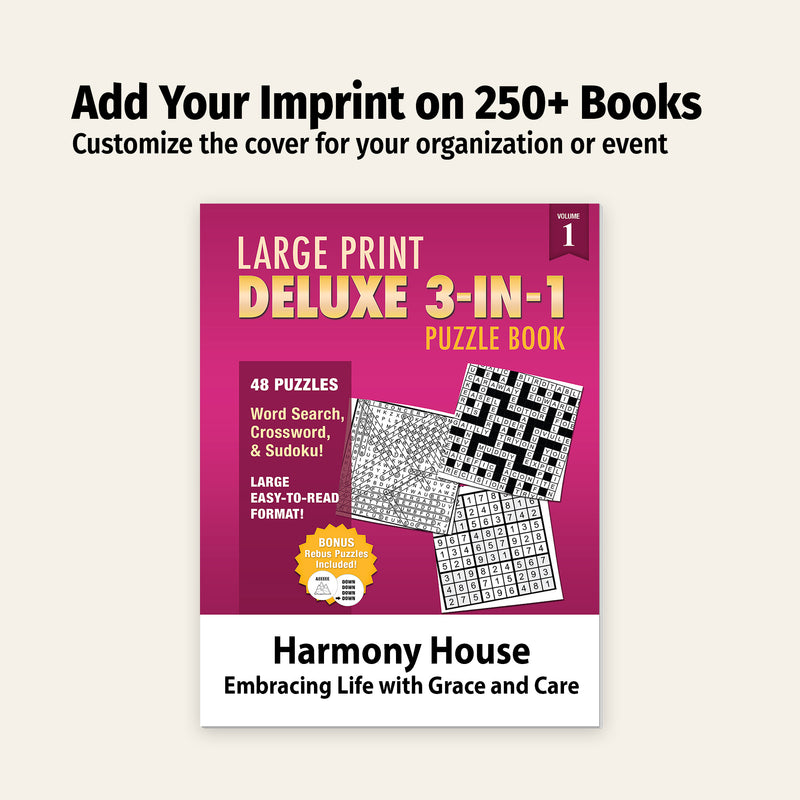 Deluxe Large Print 3-in-1 (Word Search, Crossword, & Sudoku) Puzzle Books (Vol. 1) - 8" x 10.5"