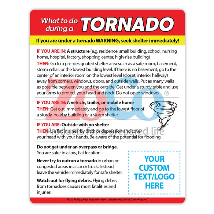 What to Do During a Tornado - Magnets - (Min.Qty 100)