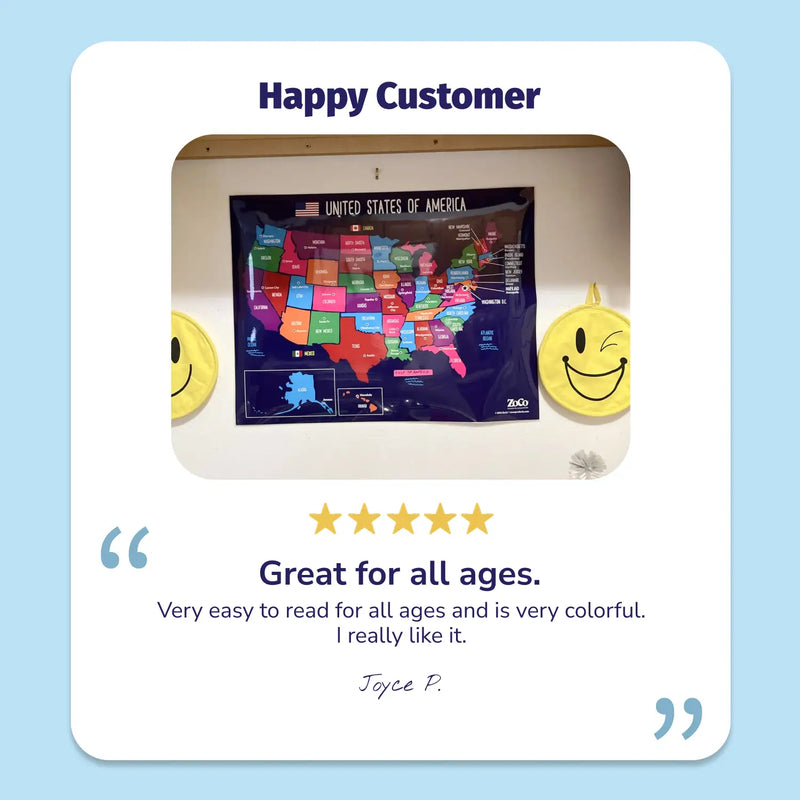 USA Map with State Capitals - Laminated Poster - 17"x22"