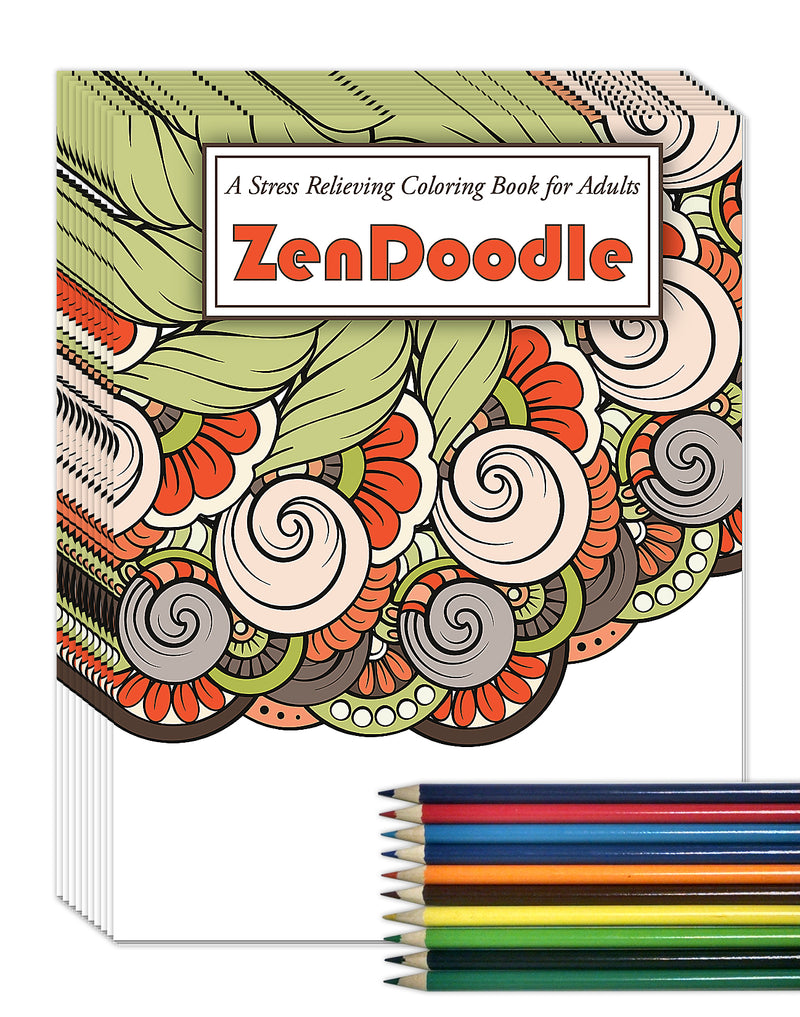 ZENDOODLE - Adult Sress Relieving Coloring Books - 8" x 10.5"
