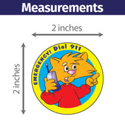 Sticker Roll - Emergency! Dial 911 - 400 Stickers, 2" Round