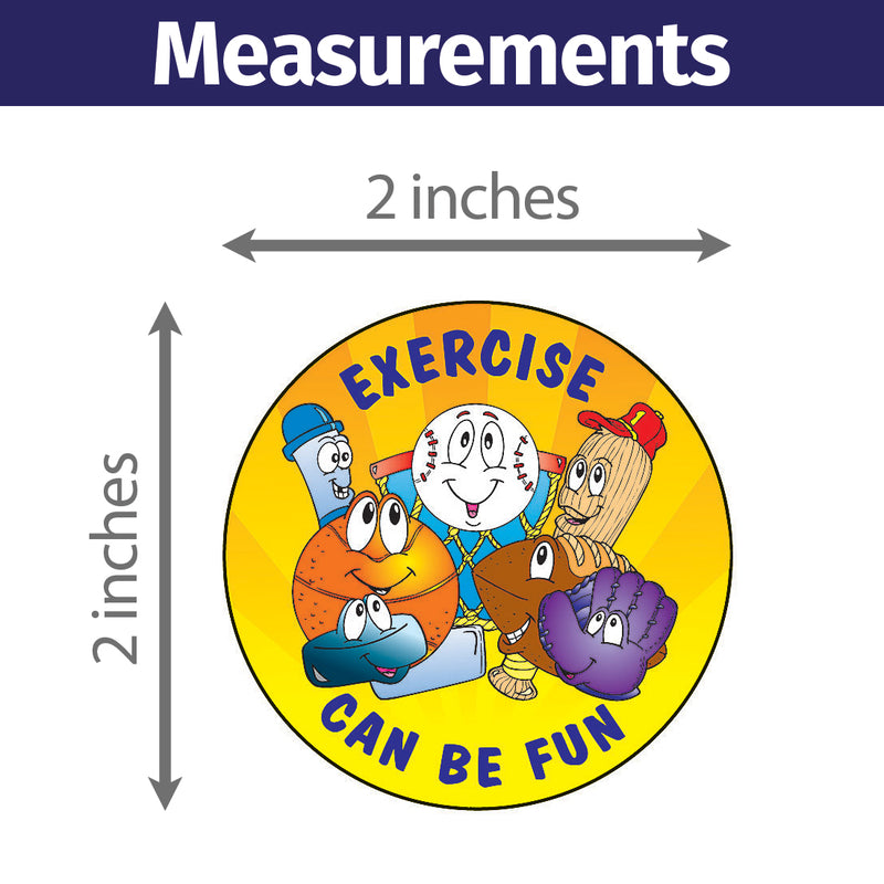 Exercise Can Be Fun! Sticker Roll – 2 inch Round – 400 Count – Kids