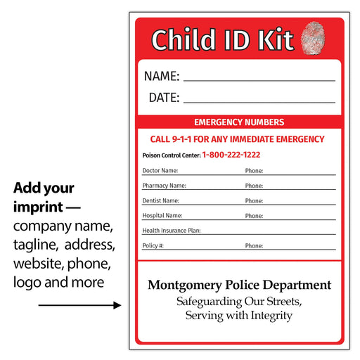Child ID & Fingerprint Kits - Min Qty 100