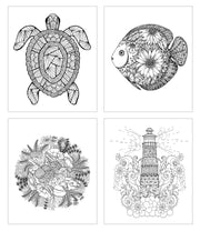 Gift Pack: 2 Adult Coloring Books: Oceans and Patterns - Includes 10 Pencils