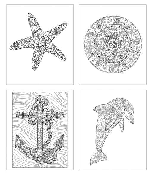Gift Pack: 2 Adult Coloring Books: Oceans and Patterns - Includes 10 Pencils