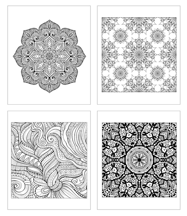 Coloring Gift Kit - 5 Stress Relieving Adult Coloring Books with Pencils