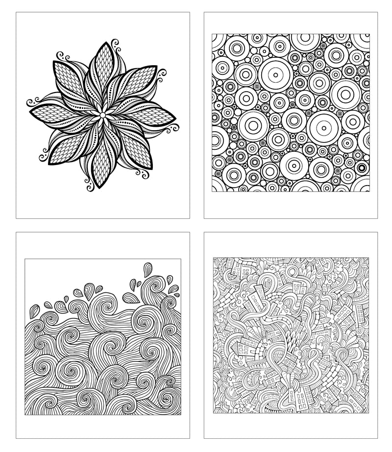 Gift Pack: 2 Adult Coloring Books: Oceans and Patterns - Includes 10 Pencils