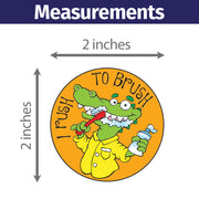 I Rush to Brush Sticker Roll – 2 inch Round – 400 Count – Kids