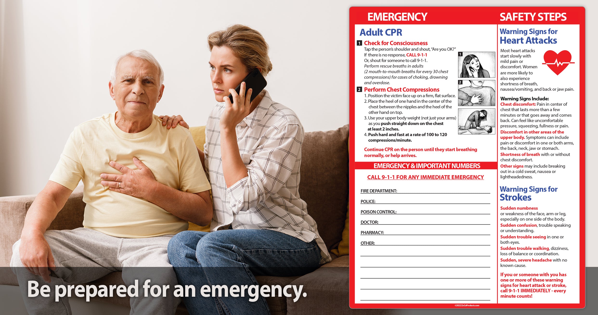 Adult CPR / Heart Attack and Stroke - Quick Reference Card — ZoCo