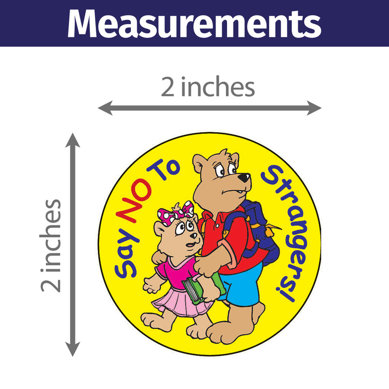 Say NO to Strangers Sticker Roll – 2 inch Round – 400 Count – Kids