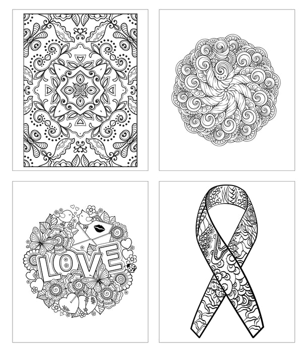 Coloring Gift Kit - 5 Stress Relieving Adult Coloring Books with Pencils