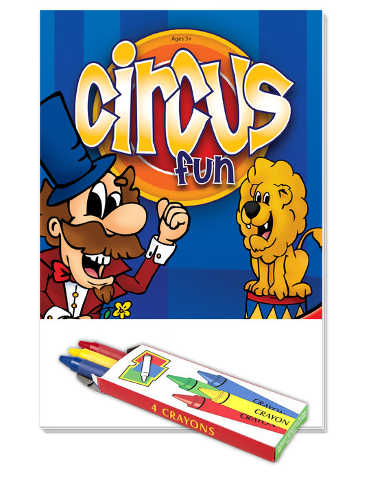 Circus Fun Kid's Mini Activity Pads with Crayons (50 Pack)