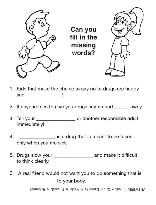 Be Smart, Say NO to Drugs Kid's Coloring & Activity Books with Crayons