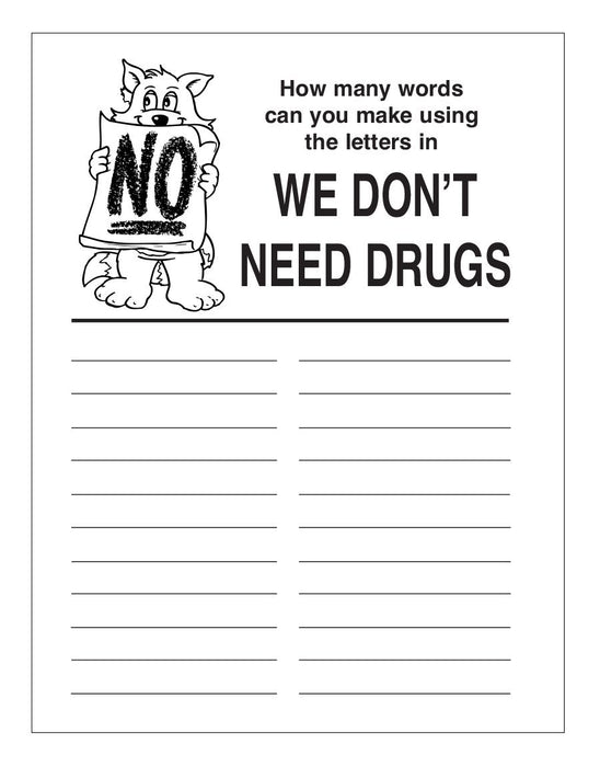 25 Pack - We Don't Need Drugs Kid's Coloring & Activity Books