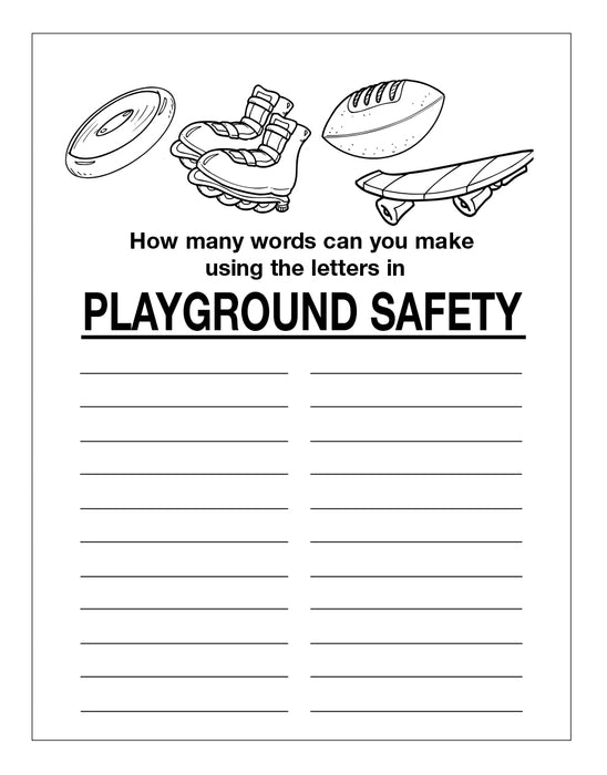 Play It Safe on the Playground - Coloring and Activity Books for Kids in Bulk