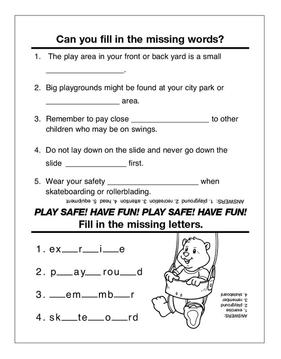Play It Safe on the Playground - Coloring and Activity Books for Kids in Bulk