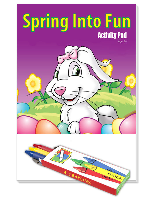 Spring Into Fun - Kid's Mini Activity Pads with Crayons (50 Pack)